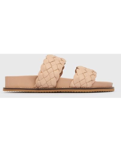 Betts Ari Woven Leather Band Slides - Pink