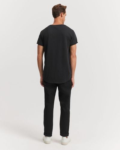 Country Road Australian Cotton Longline Garment Dyed T Shirt - Black