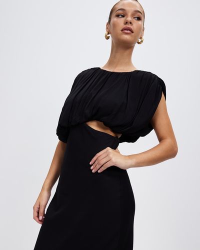 Third Form Overflow Drape Midi Dress - Black
