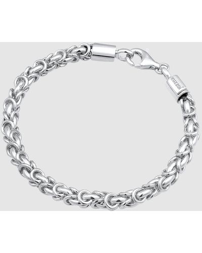 Kuzzoi Bracelet Men Links Basic Solid In 925 Sterling - Metallic