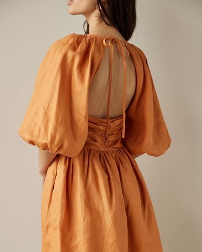 AERE Ruched Bodice Mini Dress - Orange