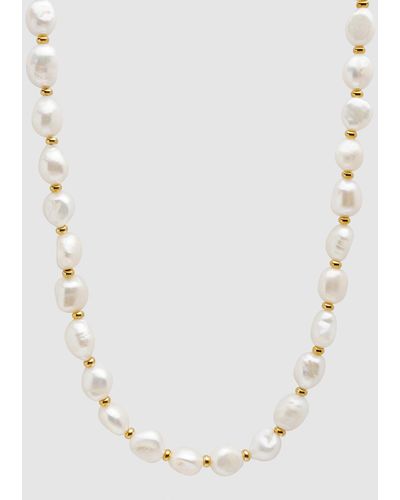 Nialaya Beaded Choker With Baroque Pearls - White