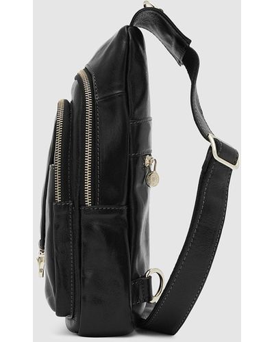 Republic of Florence Valerio Leather Sling Bag - Black