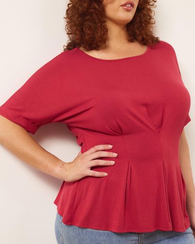 Atmos&Here Curvy Eden Waisted Top - Red