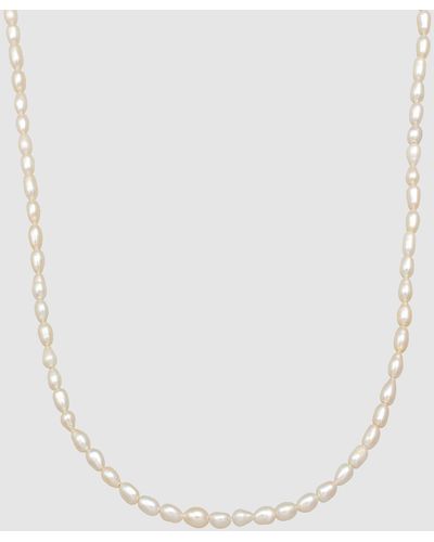 Kuzzoi Iconic Exclusive Necklace Men Vintage Trend Oval With Freshwater Pearls In 925 Sterling Silver - White