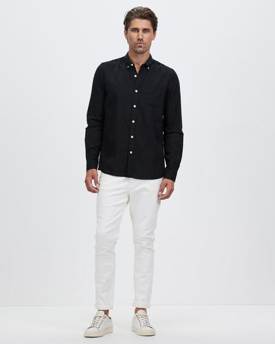 Staple Superior Hamilton Linen Blend Ls Shirt - Black