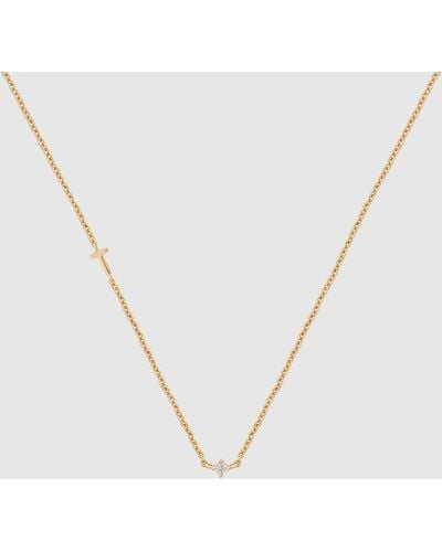YCL Jewels Petite Initial Necklace T - Metallic