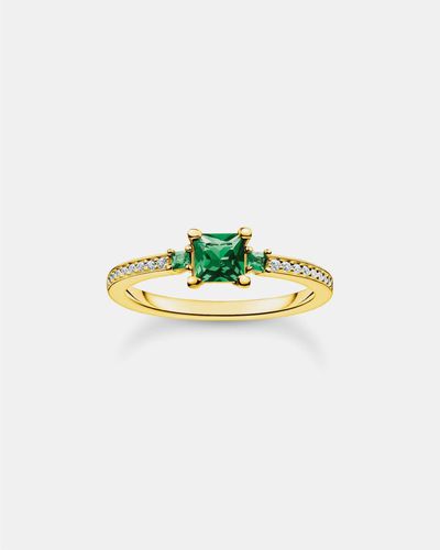 Thomas Sabo Ring With Green And White Stones