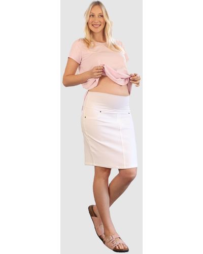 ANGEL MATERNITY Maternity Denim Skirt - White