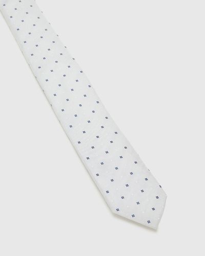 OXFORD Diamond Grey Tie - White