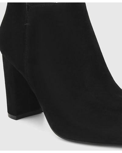 Wittner Helenna Suede Leather Block Heel Ankle Boots - Black