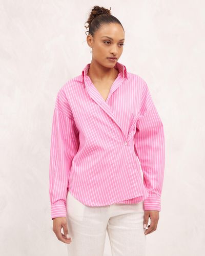 AERE Cotton Cinched Shirt - Pink