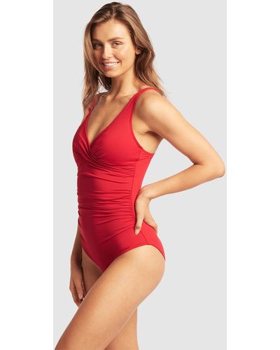 Sea Level Essentials Cross Front Multifit One Piece - Red