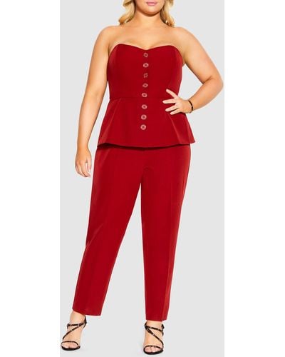 City Chic Emma Jumpsuit - Red