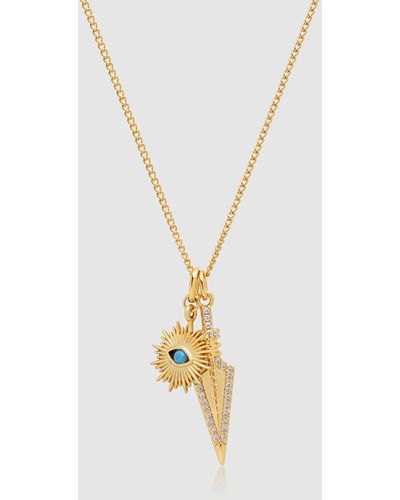Nialaya Necklace With dagger And Evil Eye Pendant - Metallic