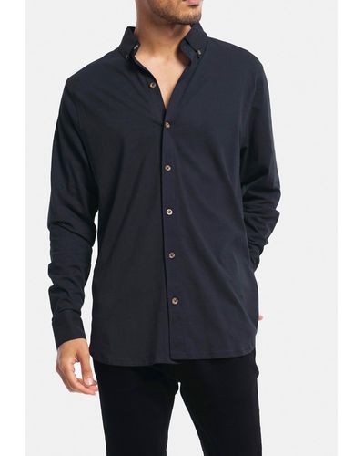 Stock & Co. Long Sleeve Jersey Dress Shirt - Blue
