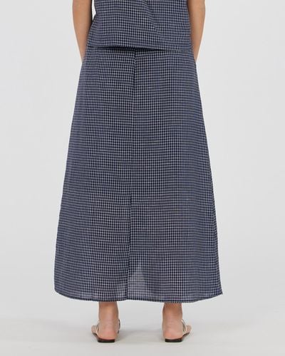 Amelius Virtuous Check Buttoned Skirt - Blue