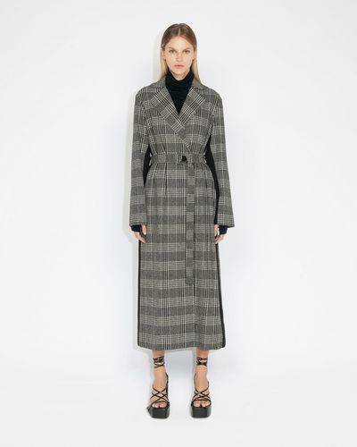 Cue Houndstooth Check Trench Coat - Black