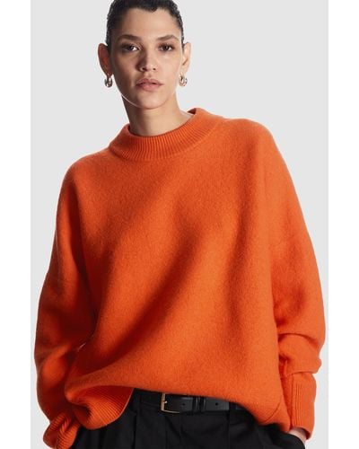 COS Dropped Shoulder Boiled Wool Jumper - Orange