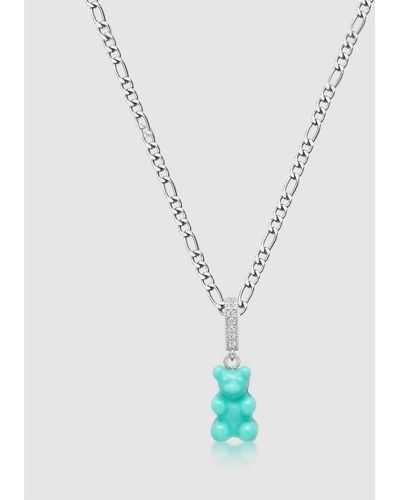 Nialaya Silver Necklace With Gummy Bear - Blue