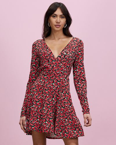 Missguided Ls Printed Jersey Mini Dress - Red