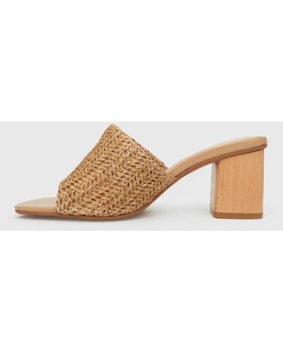 Betts Wider Fit Kelly Block Heel Mules - Natural