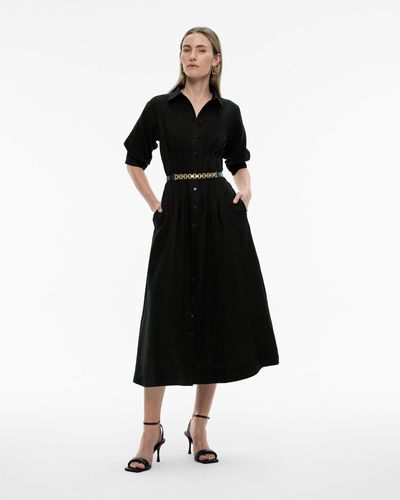 Witchery French Linen Dart Midi Dress - Black