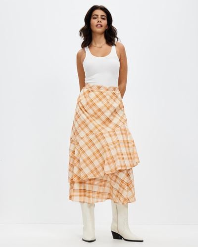 All About Eve Fern Check Maxi Skirt - White