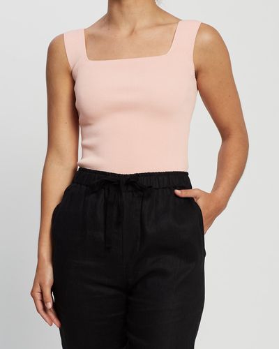 White By FTL Becca Crepe Knit Top - Black