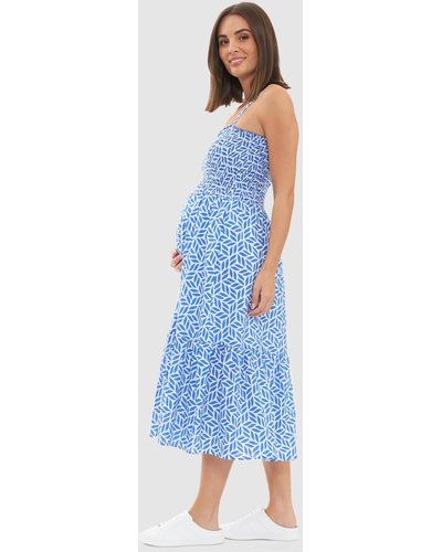 Ripe Maternity Capri Shirred Dress - Blue