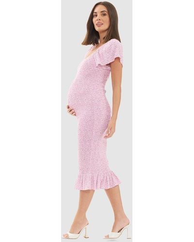 Ripe Maternity Selma Shirred Dress - Pink