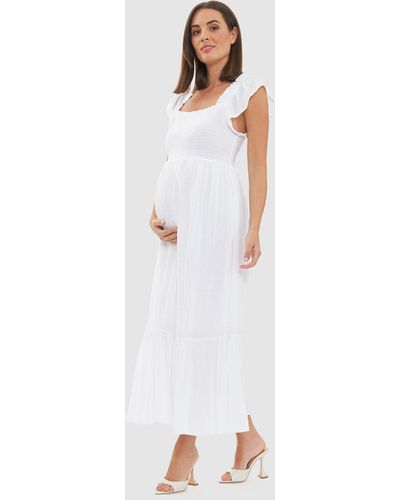 Ripe Maternity Hail Spot Dress - White