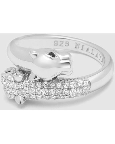 Nialaya Twisted Panther Ring In - White