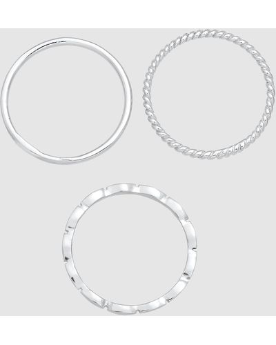 Elli Jewelry Ring Stacking Set Trio Basic Minimalist Timeless In 925 Sterling - Metallic