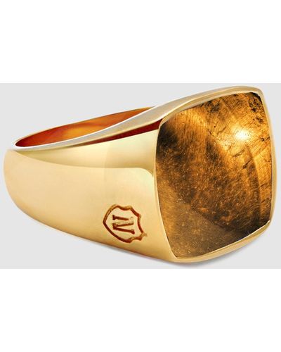 Nialaya Signet Ring With Brown Tiger Eye - Metallic