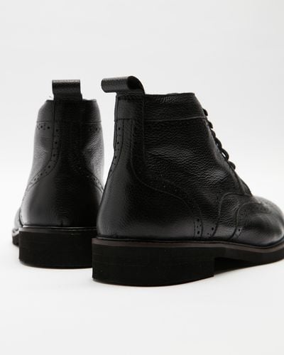 Double Oak Mills Darcy Brogue Boots - Black