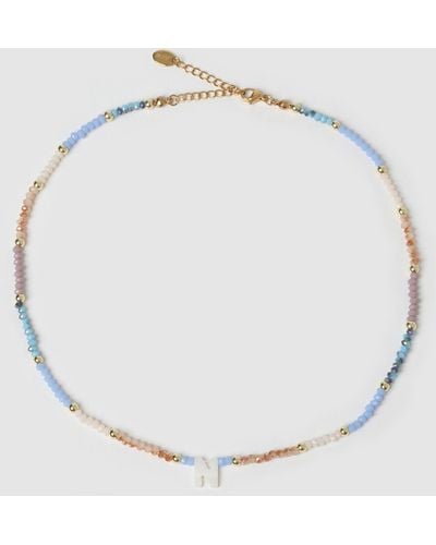 ARMS OF EVE Beaded Shell Initial Necklace N - White