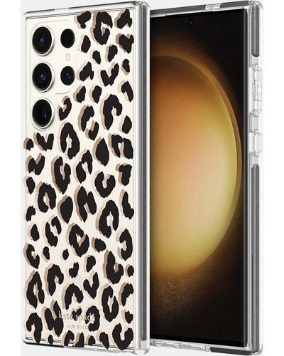 Kate Spade Ksny Phone Case For Samsung Galaxy S23 Ultra Protective Hardshell City Leopard - White