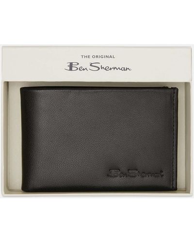 Ben Sherman Trifold Leather Wallet - Black