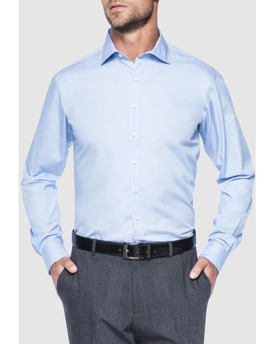 Van Heusen Euro Tailored Fit Shirt Solid Poplin - Blue