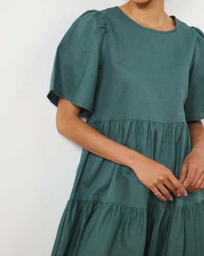 Atmos&Here Ava Linen Blend Mini Dress - Green