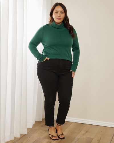 Atmos&Here Curvy Chelsea Wool Blend Roll Neck Knit - Green