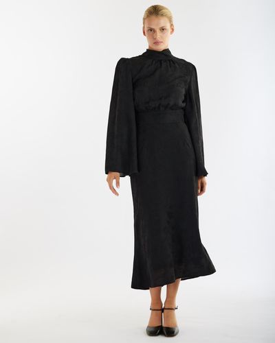 Amelius Loren Linen Jacquard Skirt - Black