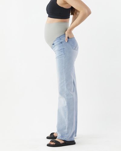SOON Maternity Straight Leg Overbelly Jeans - Blue