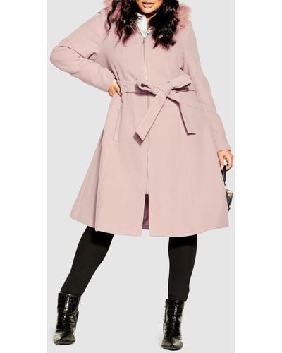 City Chic Miss Mysterious Coat - Pink
