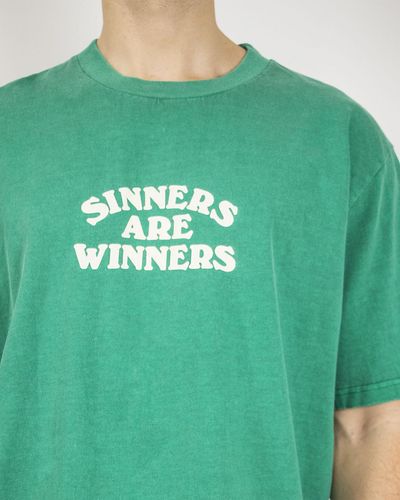 Skwosh Sinners Are Winners Regular Tee - Green