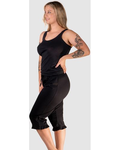B Free Intimate Apparel 100% Cotton Frill 3 4 Trousers - Black