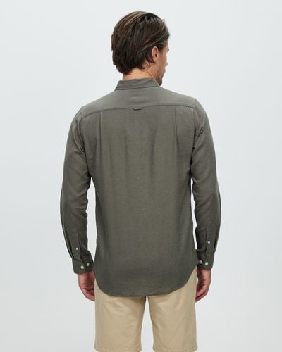 Staple Superior Hamilton Linen Blend Ls Shirt - Grey