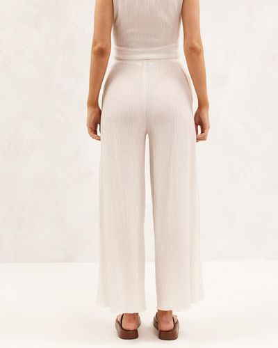 AERE Textured Wide Leg Trousers - Natural