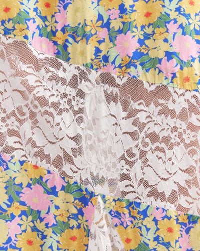 Dazie Lily Lumire Ditsy Floral Print Lace Trim Midi Dress - Natural